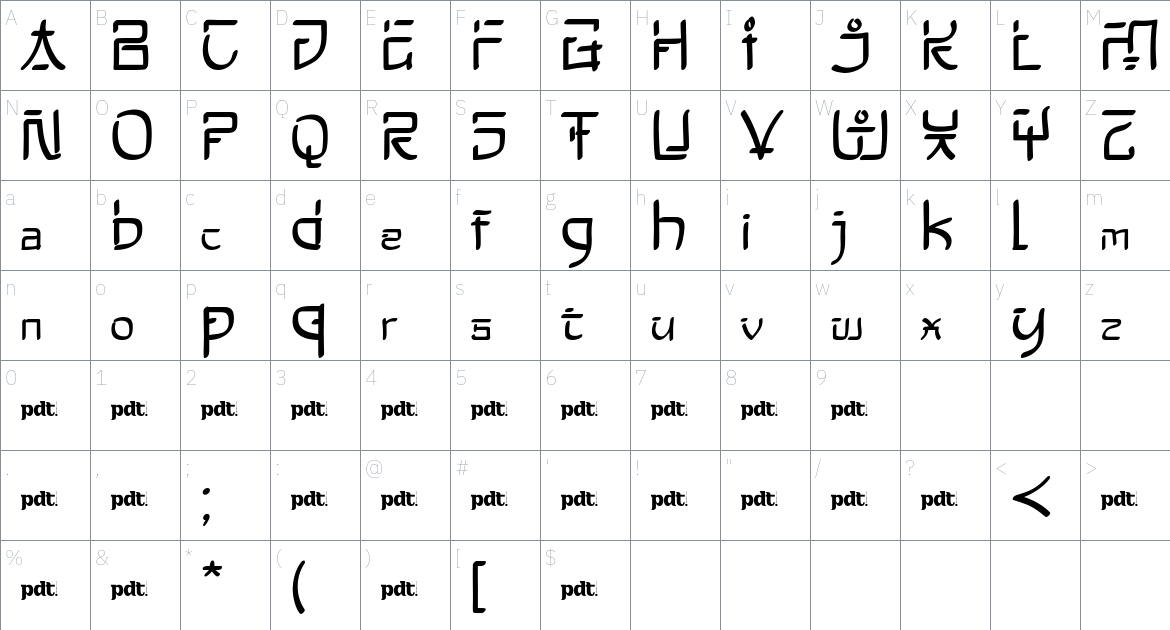 Kirame font Character Map