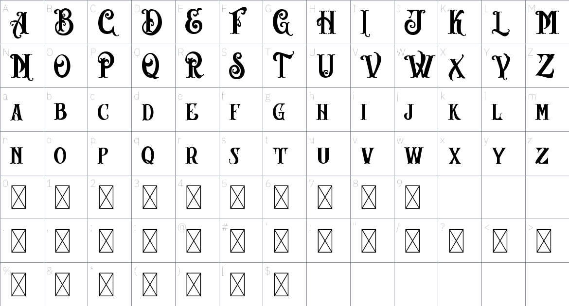 Angel Blish Font font Character Map