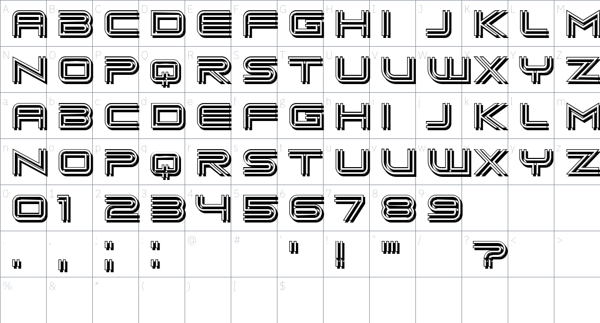 Moto Race font Character Map