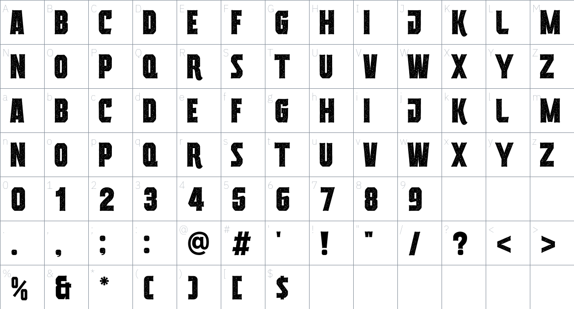 Chicharito font Character Map