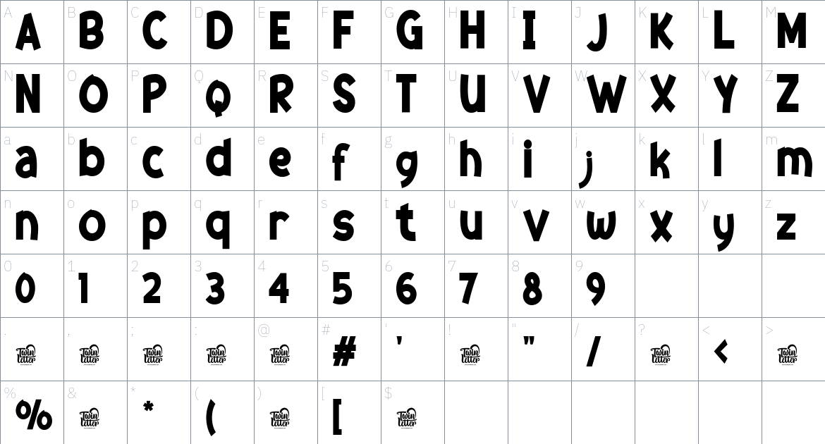 Oikawy font Character Map