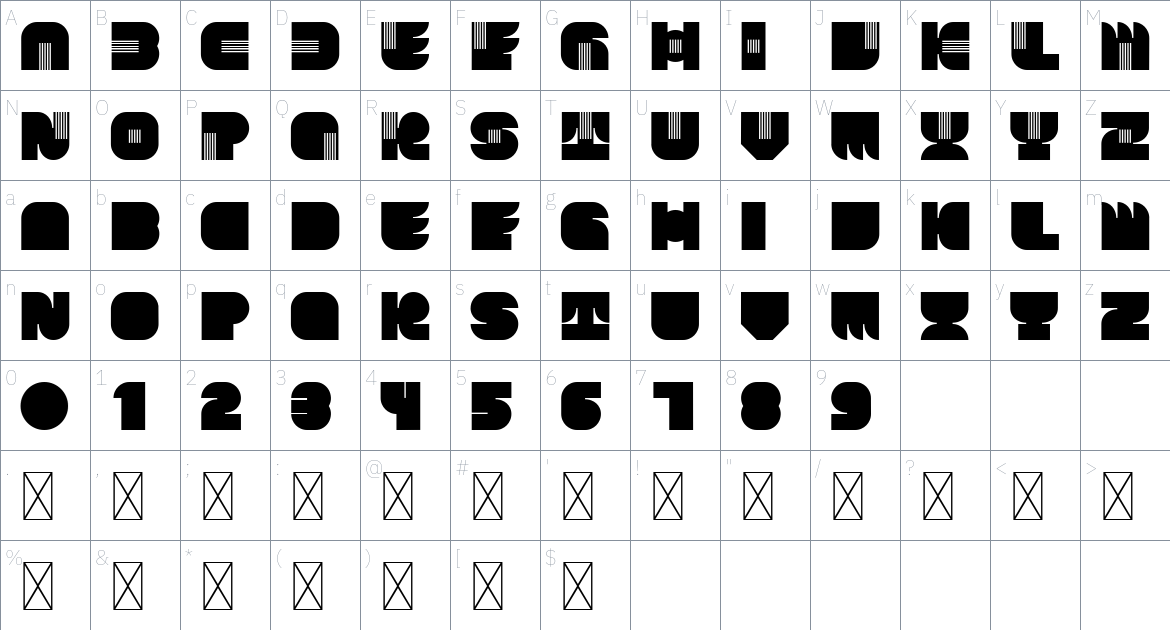 Karl Zone Font font Character Map