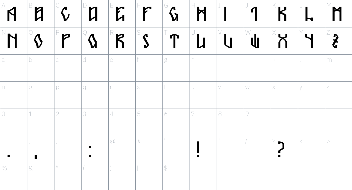 Airyin Font font Character Map