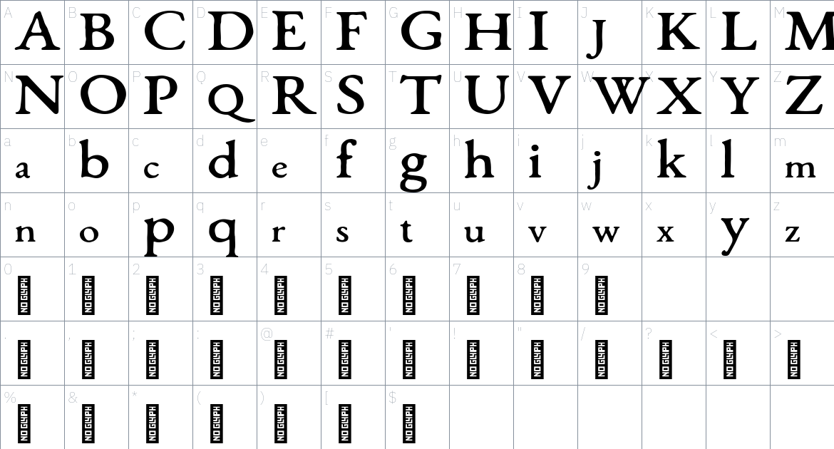 Monecias font Character Map