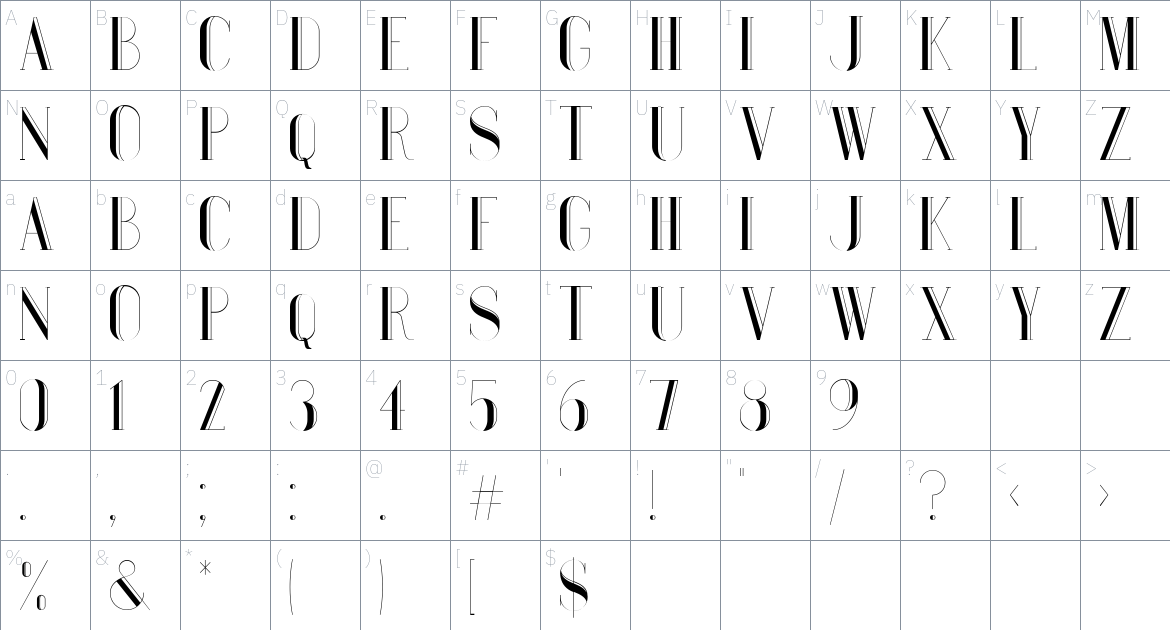 Bauru Font font Character Map