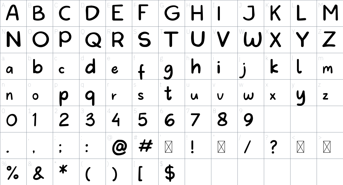 Hello Monday font Character Map