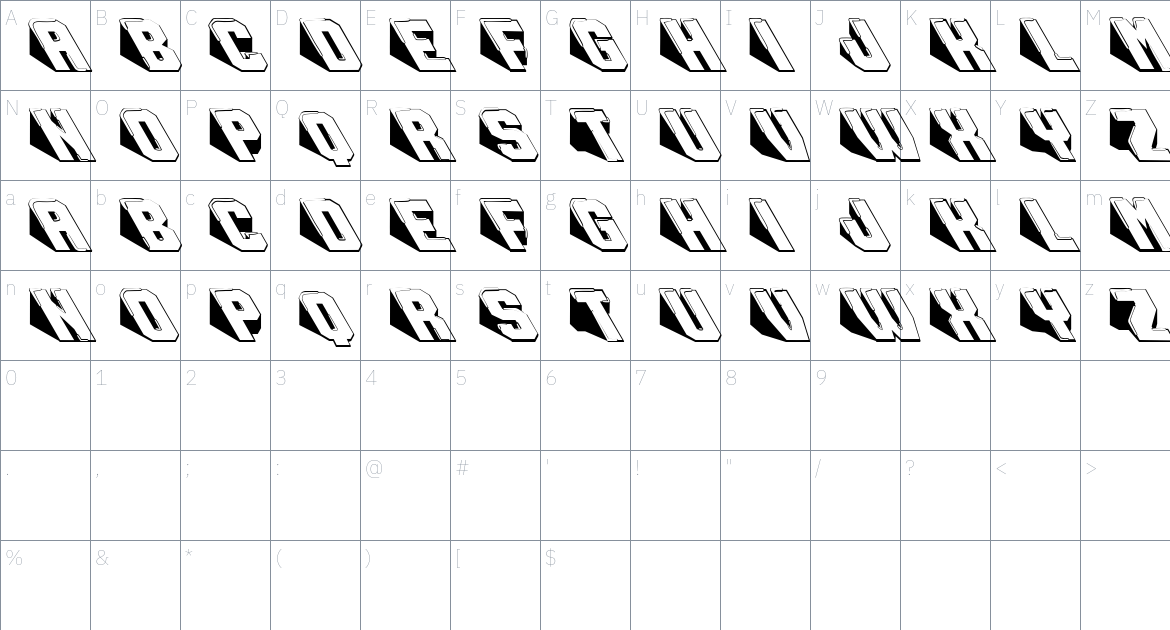 Snowboarding font Character Map