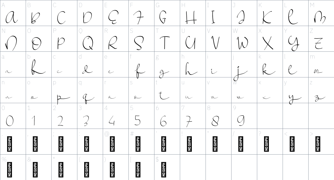 Holahop Personal Use font Character Map