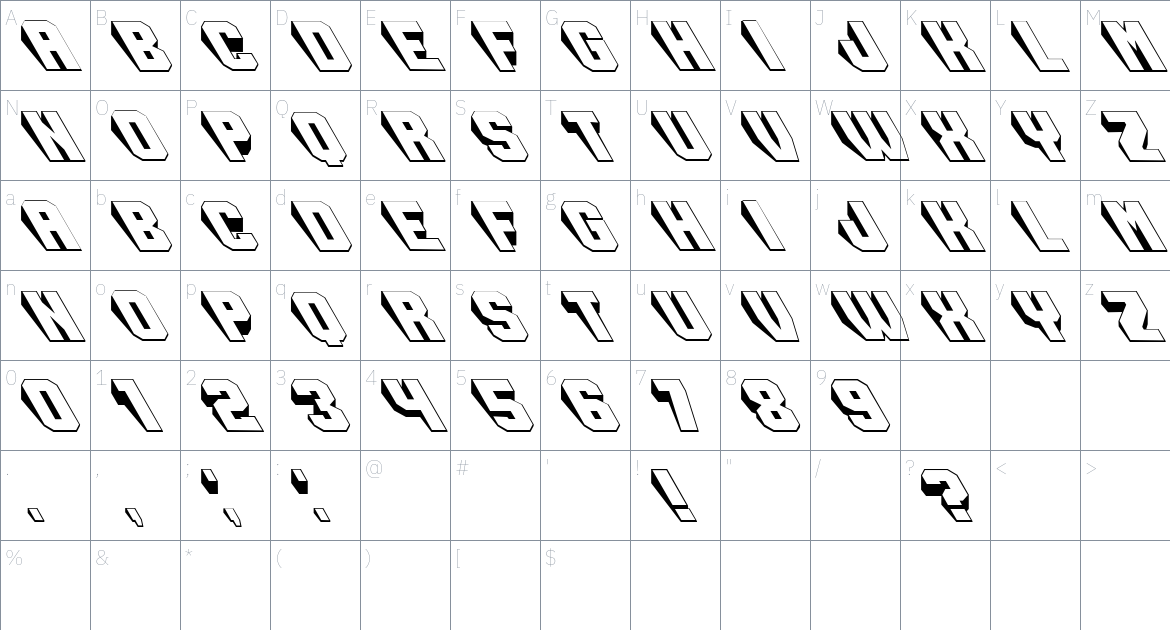 Collision font Character Map