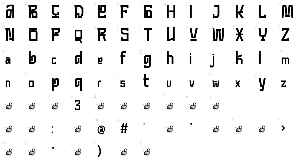 MONCBLA Trial font Character Map