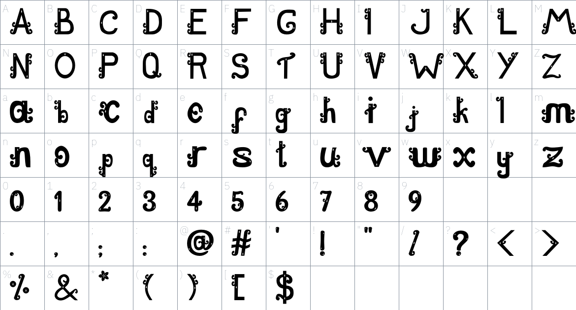 De Barong Font font Character Map