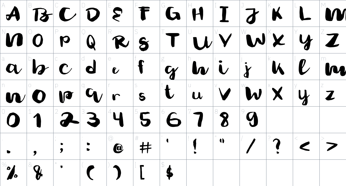 Claaure font Character Map