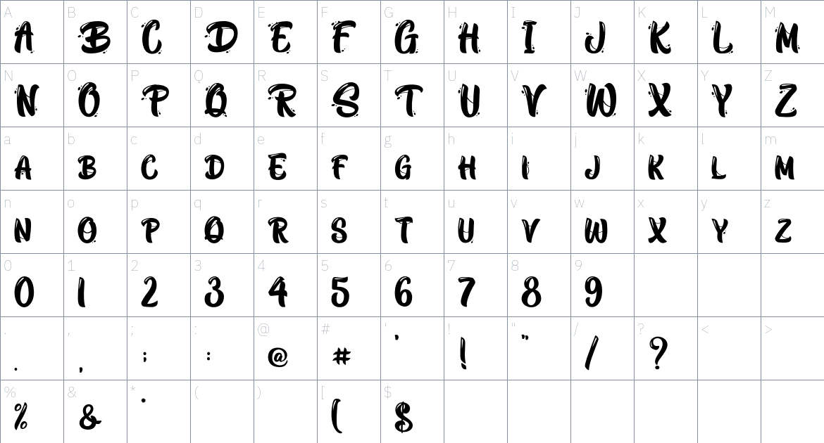 Black Way font Character Map