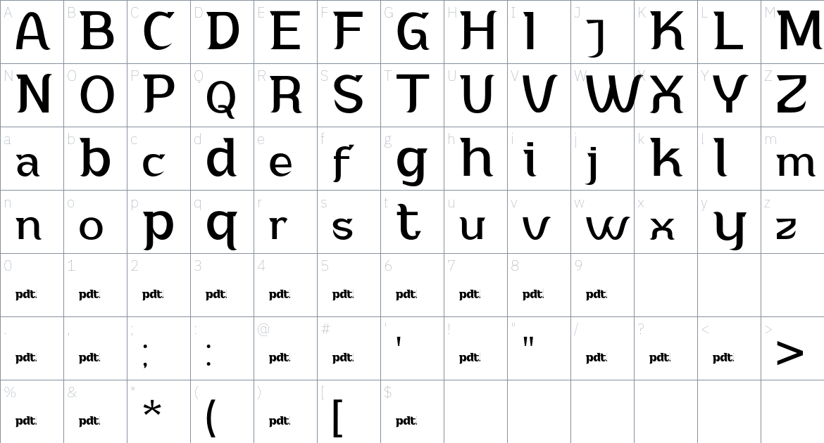 Adahi font Character Map