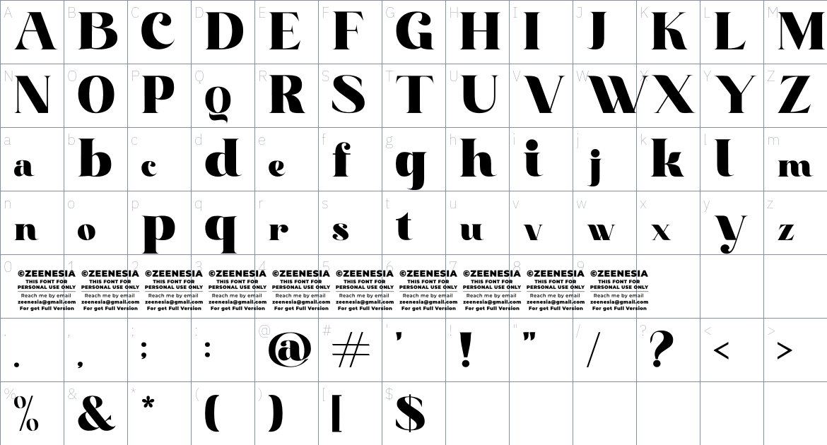 Maghie Personal Use Only font Character Map