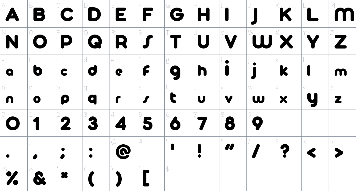 AW Chubby Font font Character Map