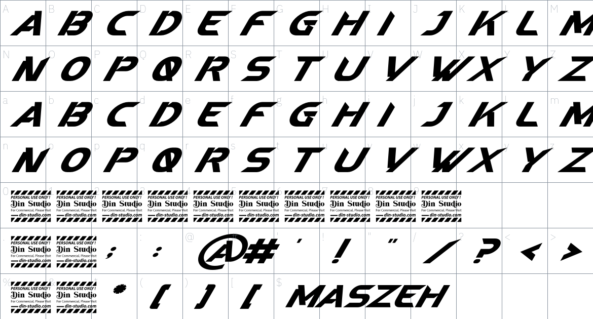 Maszeh Personal Use font Character Map