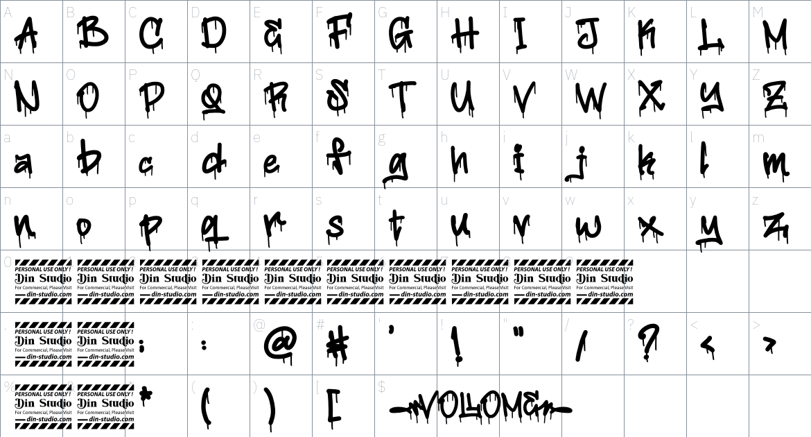 Vollome font Character Map