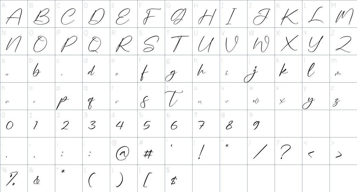 Tokushima Arigatou font Character Map