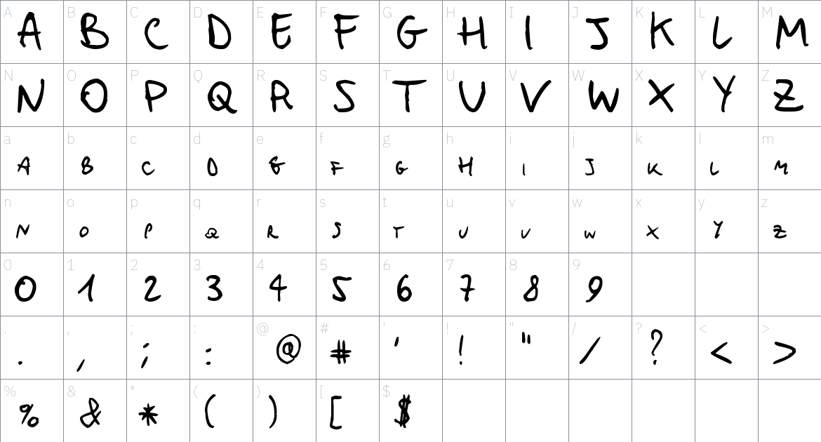 MichoMuchoMacho font Character Map