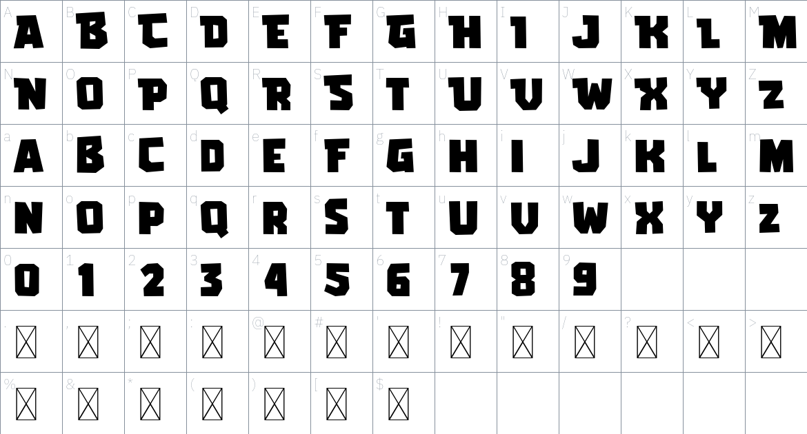 Gameria Font font Character Map