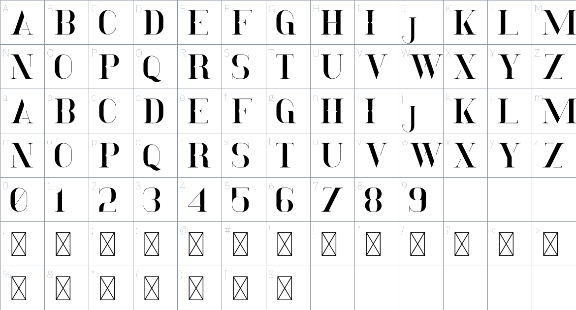 Momentus Font font Character Map