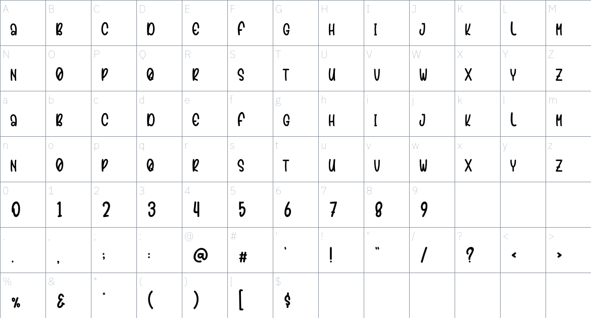 Christmas Ceremony font Character Map