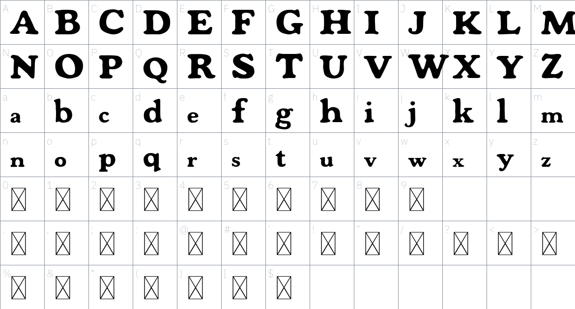 Mondeur font Character Map