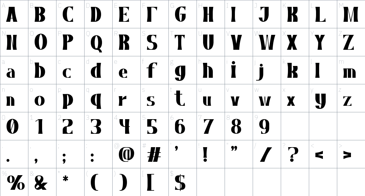 Moneywise font Character Map