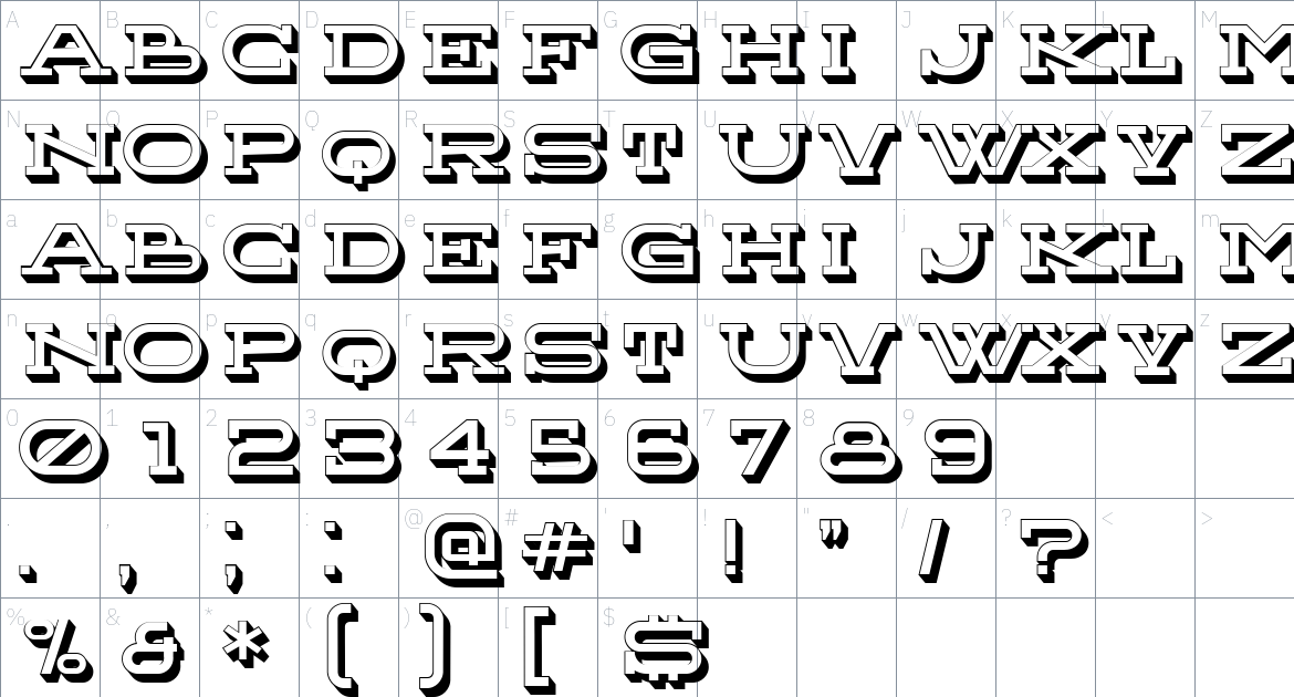 Hotlady font Character Map