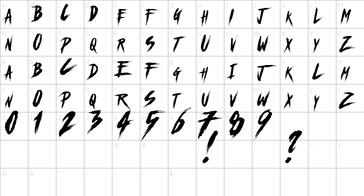 Chapters Font font Character Map