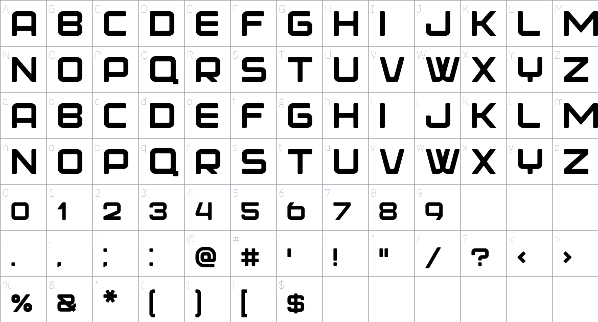 Bowler Font font Character Map