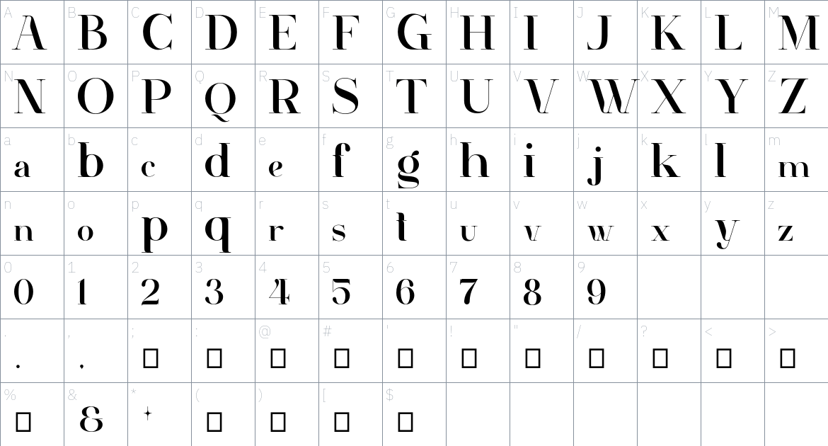 Mangsi Font font Character Map