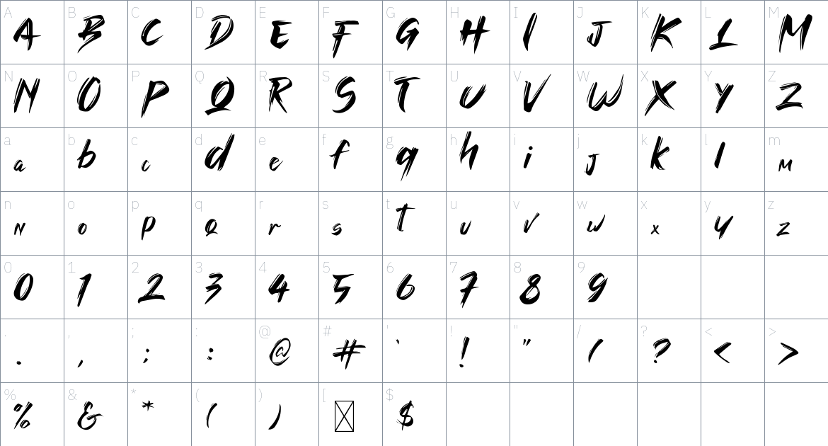 Fight Back font Character Map