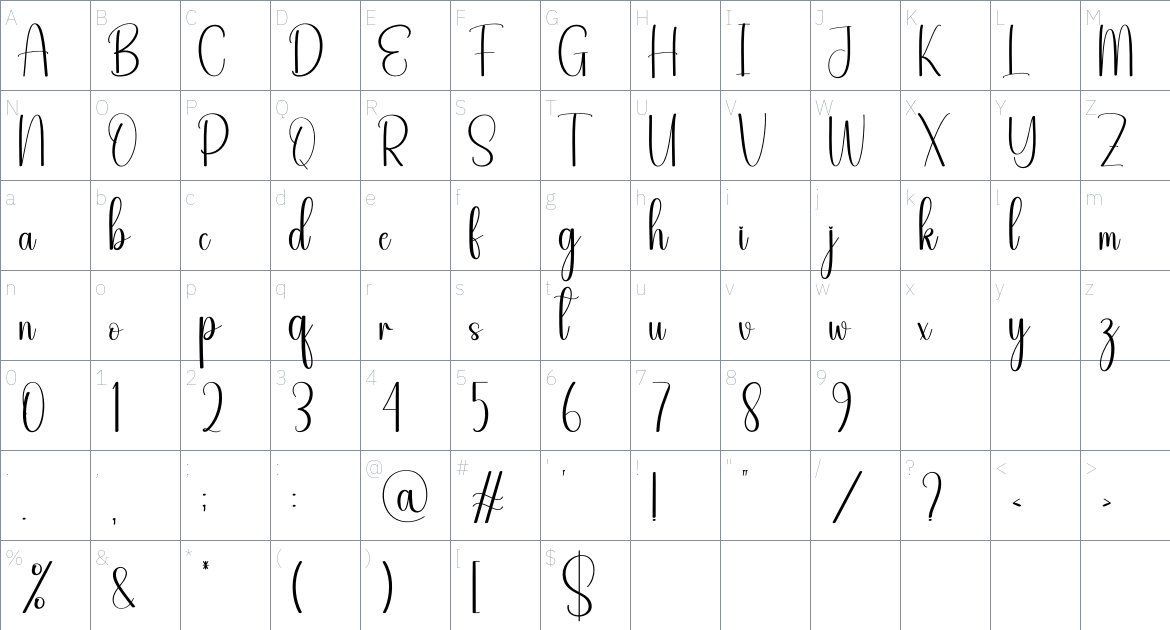 Gasstove font Character Map