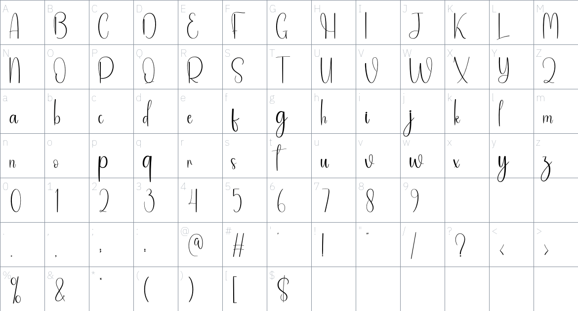 Aqua Fresh font Character Map