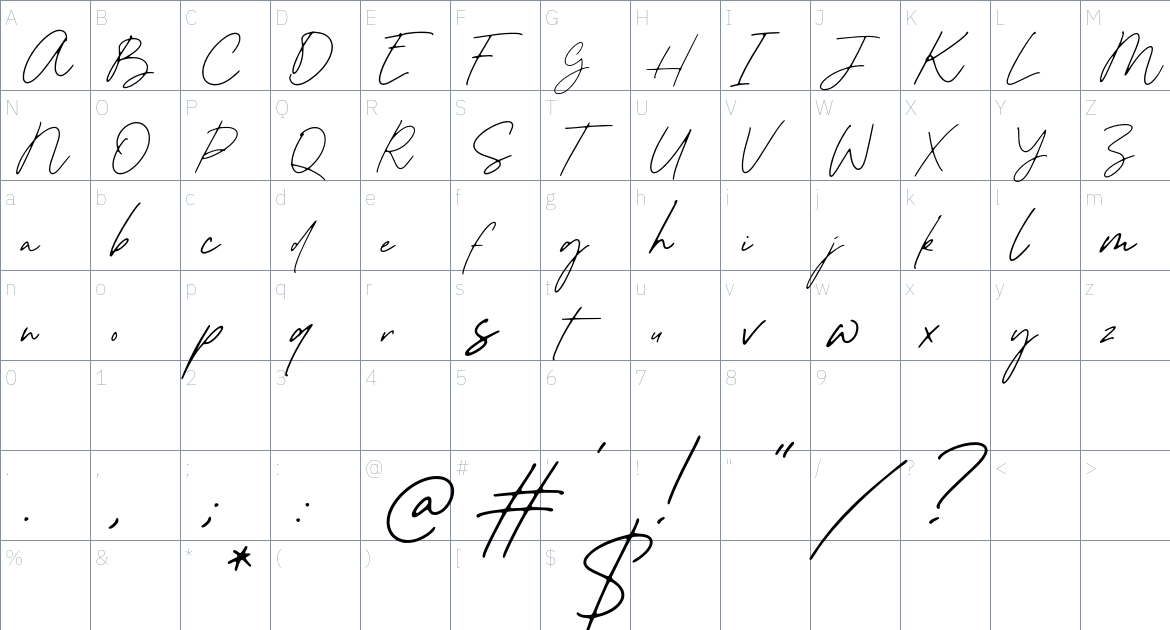 Autographer Font font Character Map