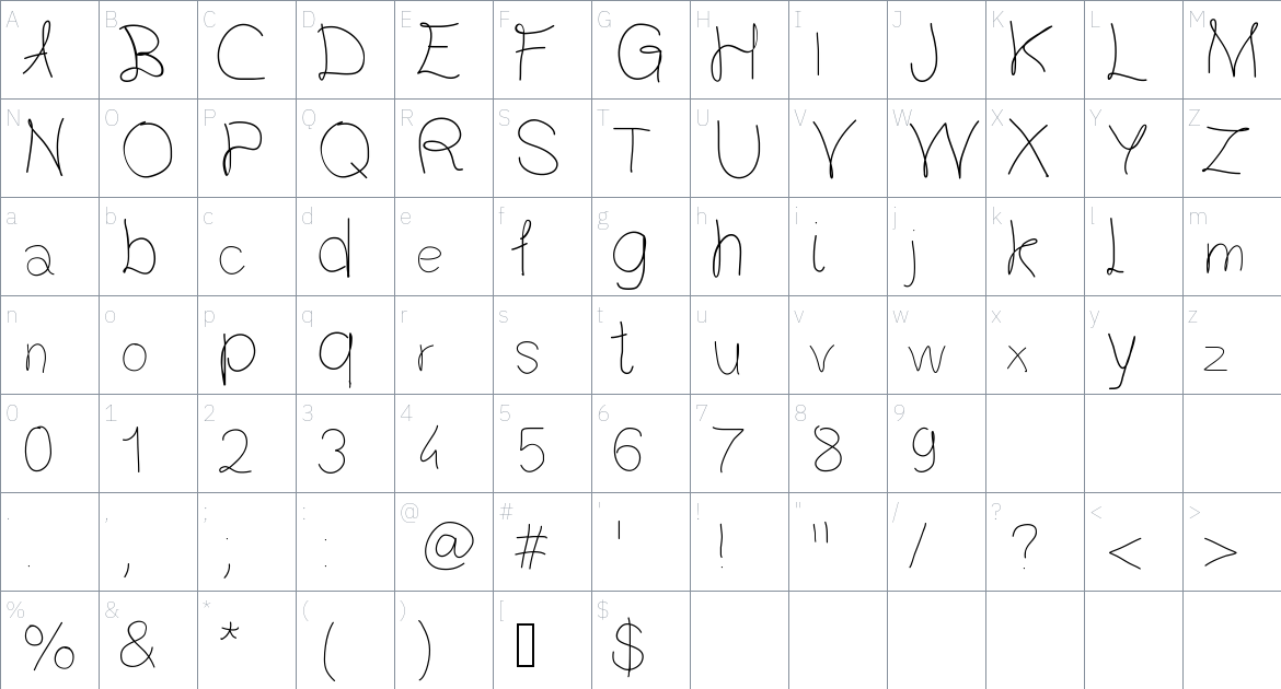 Gaelle203Font font Character Map