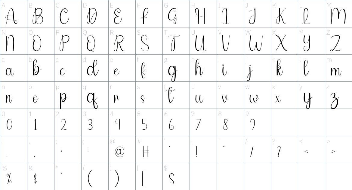 Christmas Element font Character Map