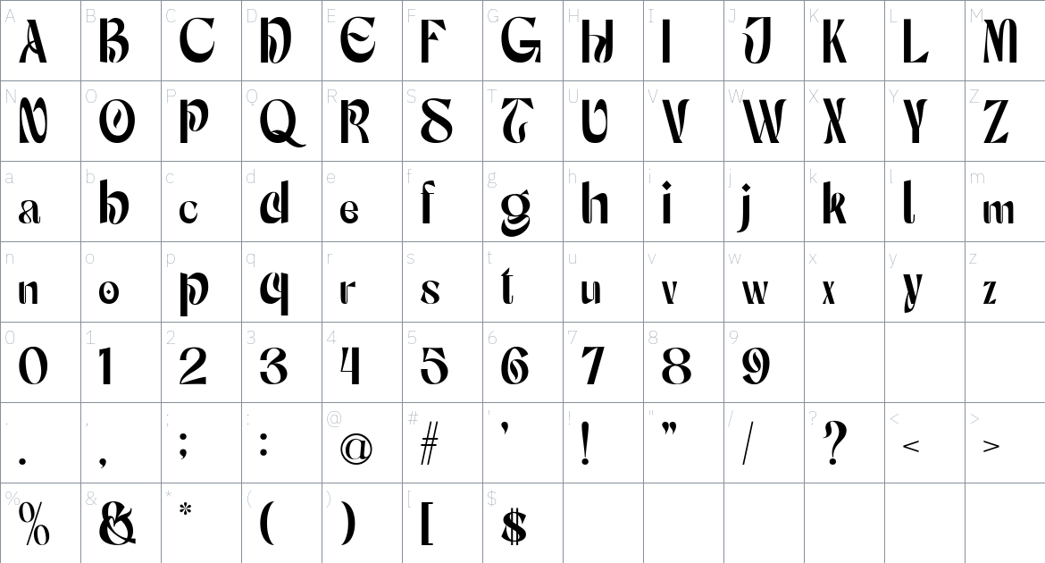 Monas Font font Character Map