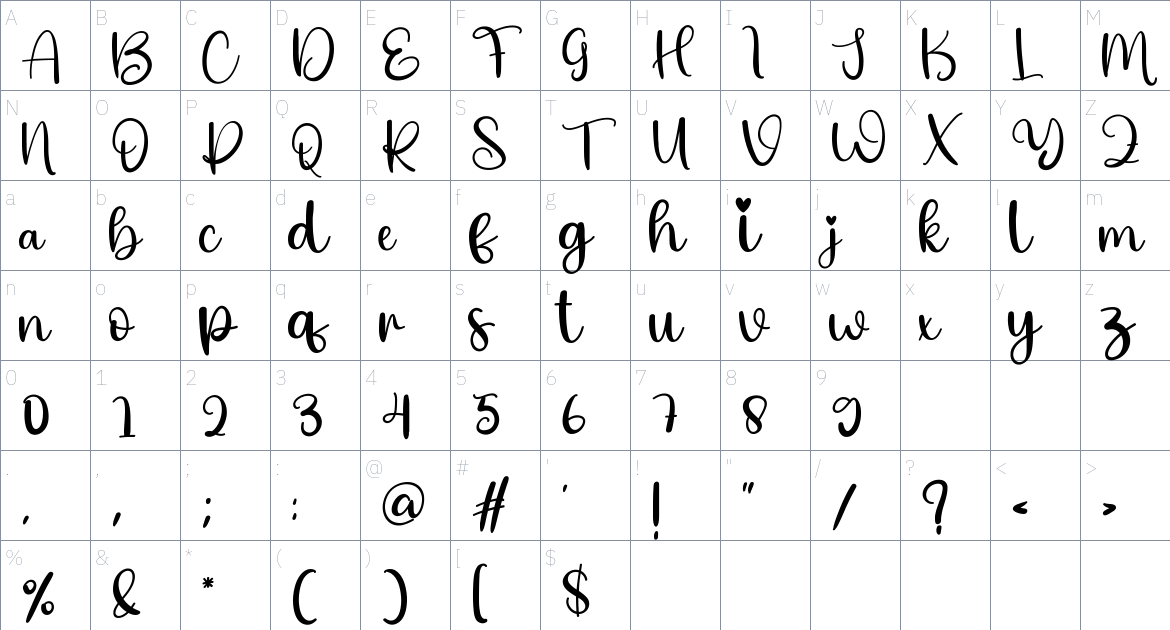 Again font Character Map