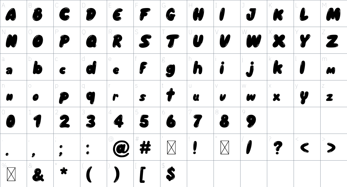 Blopy font Character Map