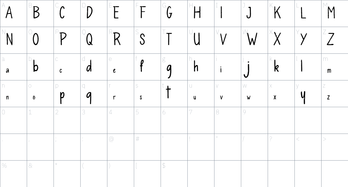 Magic Saturday font Character Map