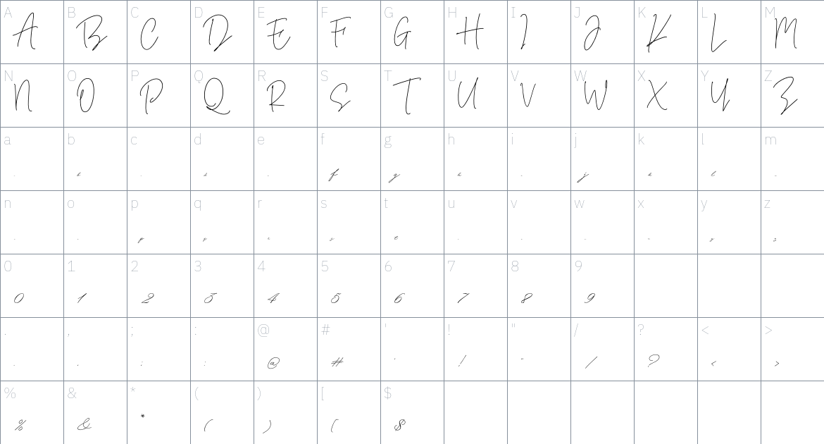 Oliempuse font Character Map