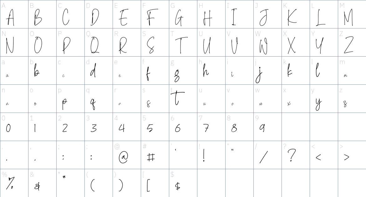 North Amsterdam font Character Map