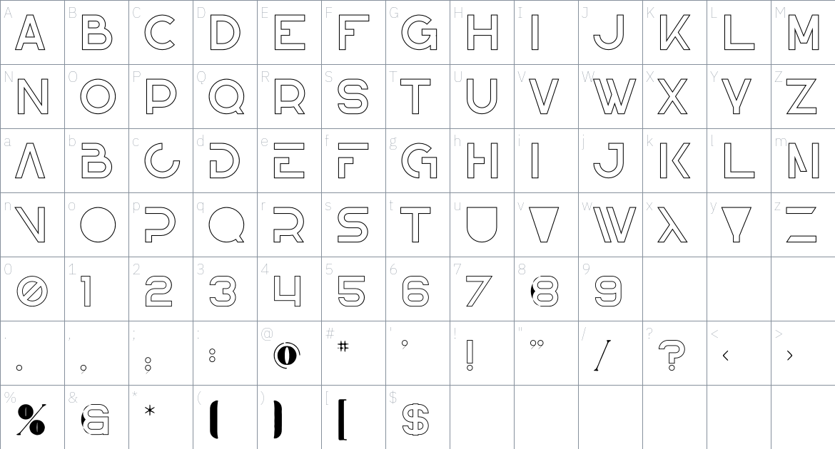 Addie font Character Map