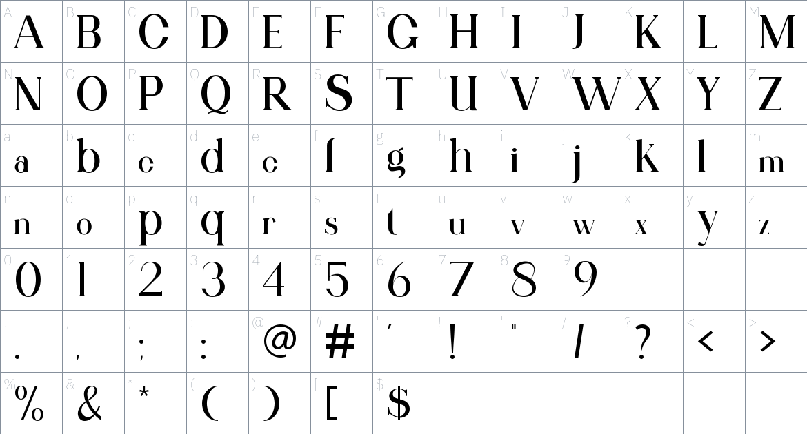 Qitello font Character Map