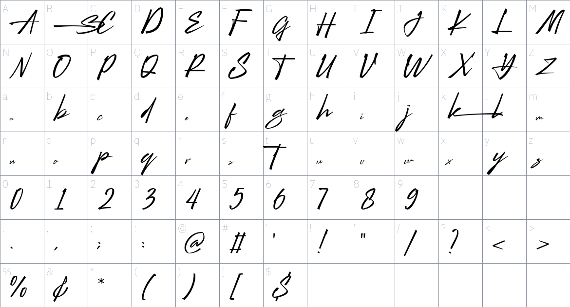 Billock Font font Character Map