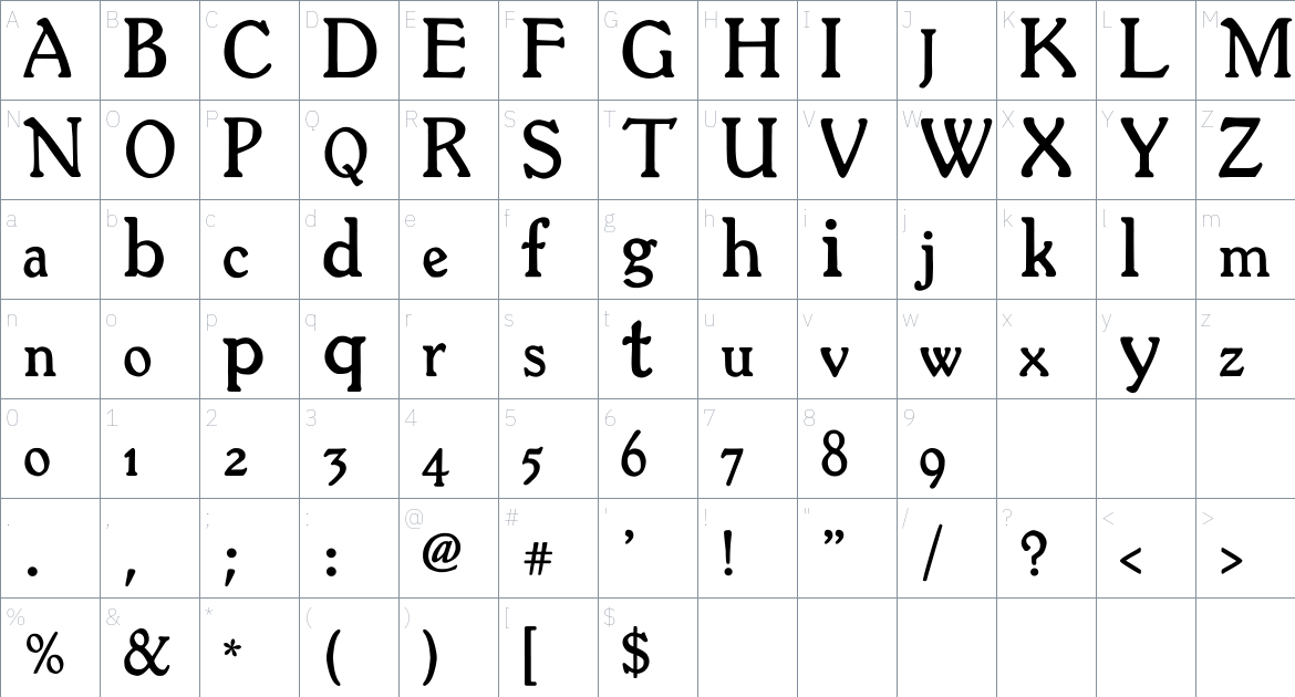 LDR Studia font Character Map