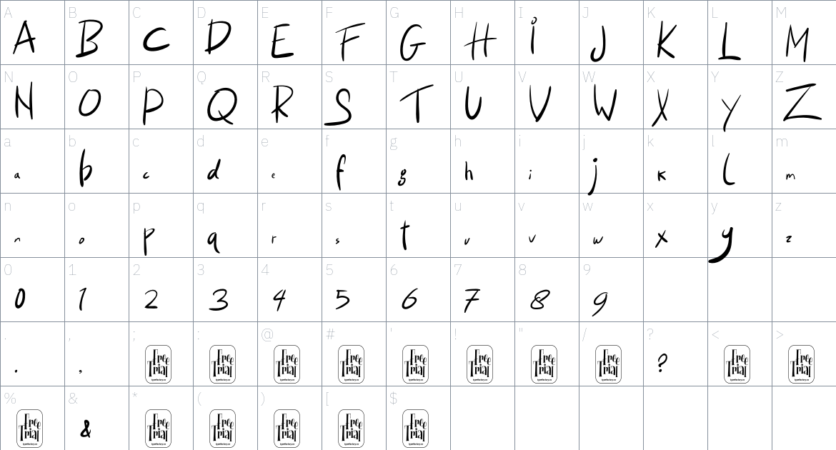 Surpass Holiday font Character Map